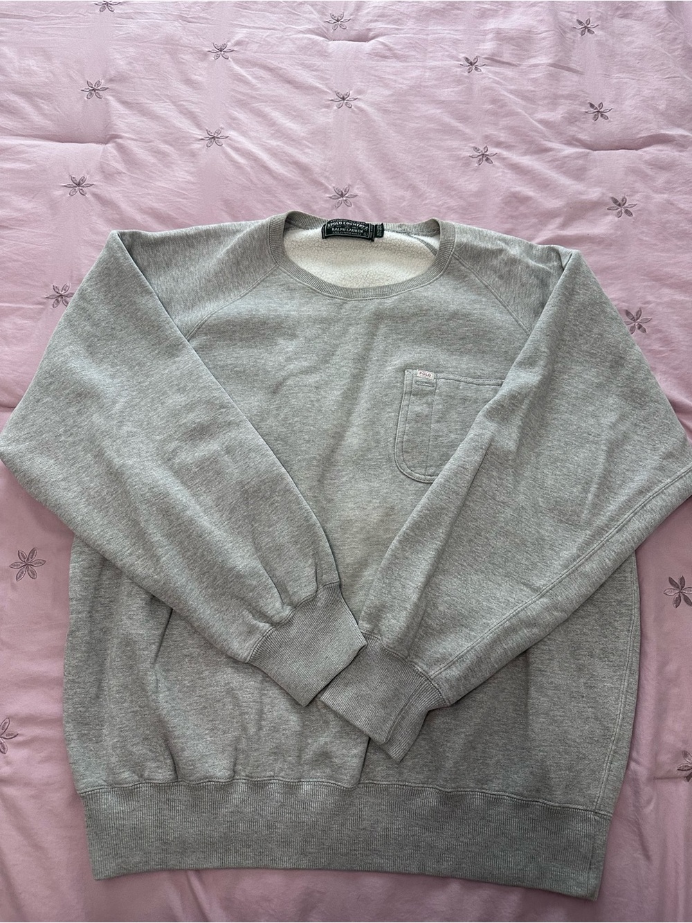 Ralph Lauren Gray Crewneck Sweatshirt with Chest Pocket
